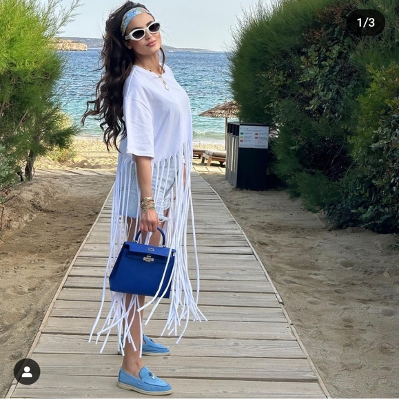 Zara long fringe t-shirt top white size S - Picture 2 of 11